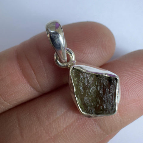 Sterling Silver Moldavite Pendant | 1.71g | Chlum