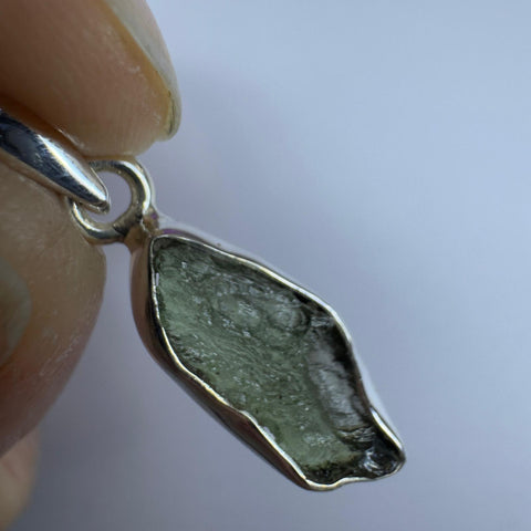 Sterling Silver Moldavite Pendant | 1.89g | Chlum