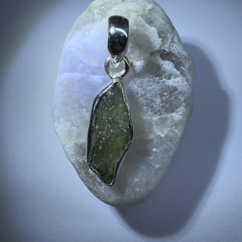 Sterling Silver Moldavite Pendant | 1.89g | Chlum