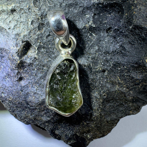 Sterling Silver Moldavite Pendant | 1.66g | Chlum