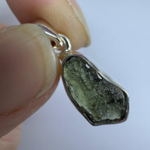 Sterling Silver Moldavite Pendant | 1.66g | Chlum