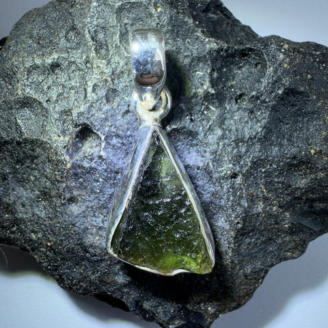 Sterling Silver Moldavite Pendant | 2.58g | Chlum