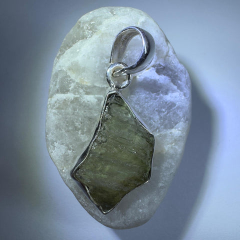 Sterling Silver Moldavite Pendant | 2.06g | Chlum