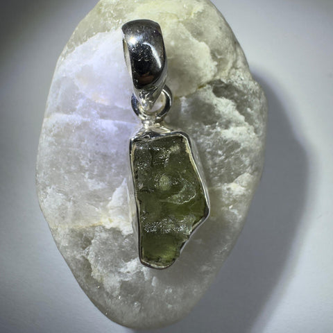 Sterling Silver Moldavite Pendant | 1.93g | Chlum