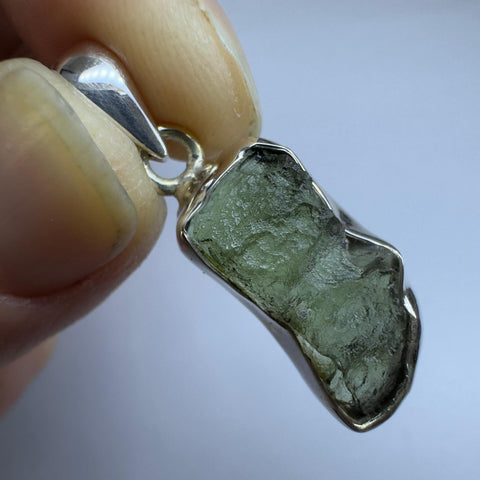 Sterling Silver Moldavite Pendant | 2.52g | Chlum