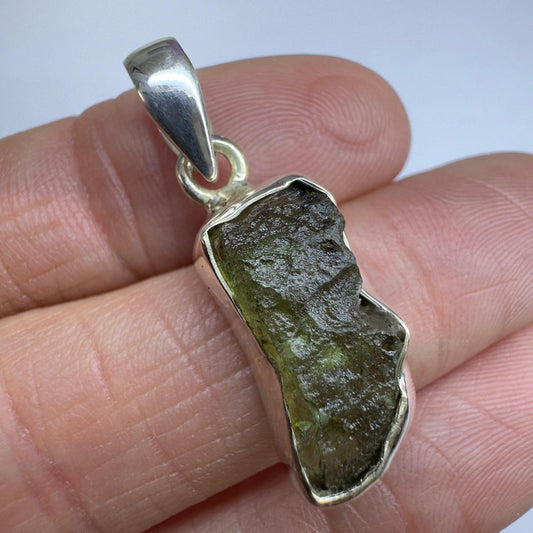 Sterling Silver Moldavite Pendant | 2.52g | Chlum