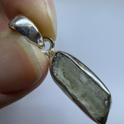 Sterling Silver Moldavite Pendant | 2.32g | Chlum