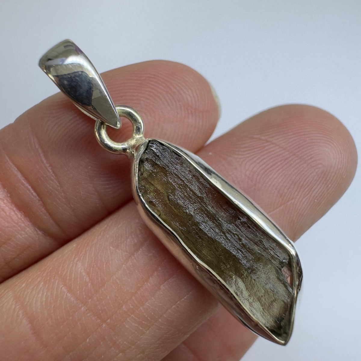 Sterling Silver Moldavite Pendant | 2.32g | Chlum