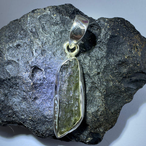 Sterling Silver Moldavite Pendant | 2.32g | Chlum