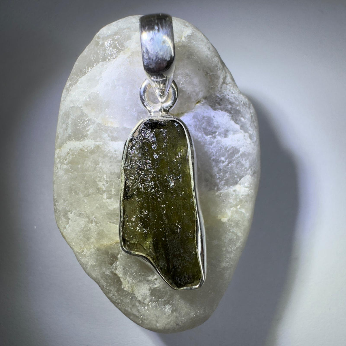 Sterling Silver Moldavite Pendant | 2.29g | Chlum