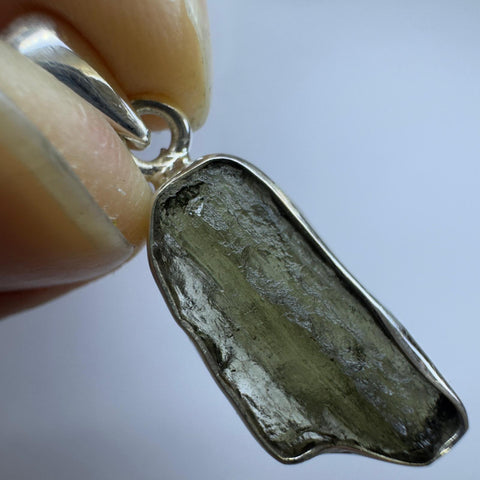 Sterling Silver Moldavite Pendant | 2.29g | Chlum