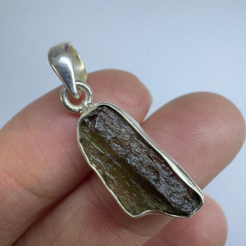 Sterling Silver Moldavite Pendant | 2.29g | Chlum