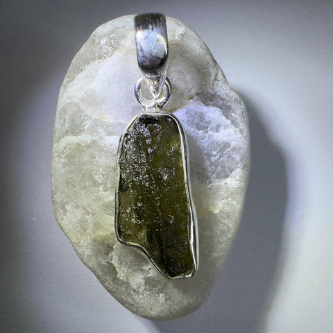 Sterling Silver Moldavite Pendant | 2.29g | Chlum