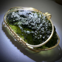 12.93g Gold/Moldavite pendant
