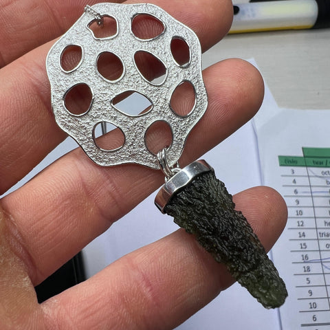 3.98g Chlum Drop Moldavite/Silver Pendant