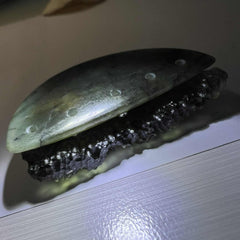 Heaven & Earth; Moldavite & Greenstone Statement piece pendant.