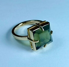 Solid 14k Gold Moldavite Ring size 7 (Pre-Sale offer - 20%)