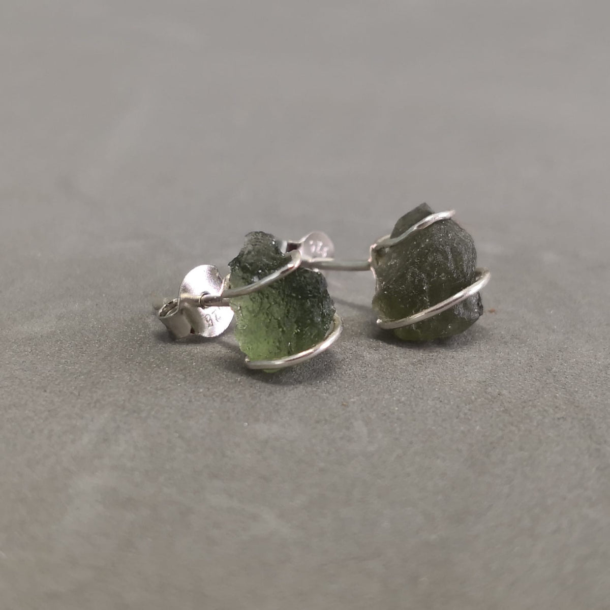 0.5g Moldavite/Silver stud earrings