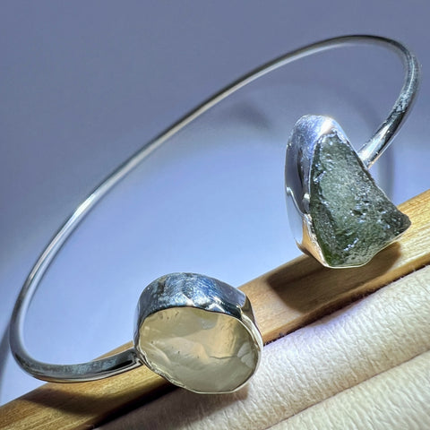 Sterling Silver Moldavite & LDG Bracelet | 1.2g | Chlum