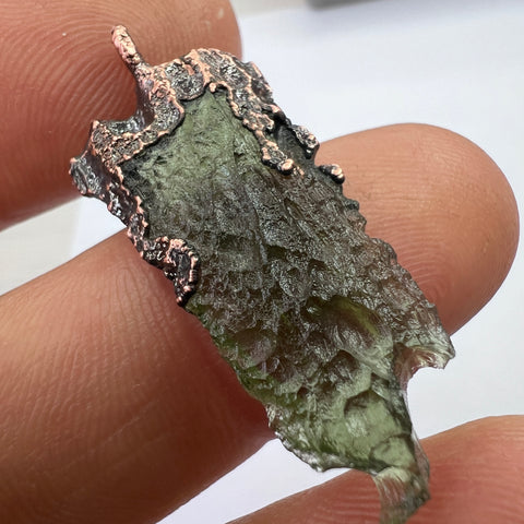 Copper Electroformed Moldavite Pendant | 2.54g | Marouskovo Pole