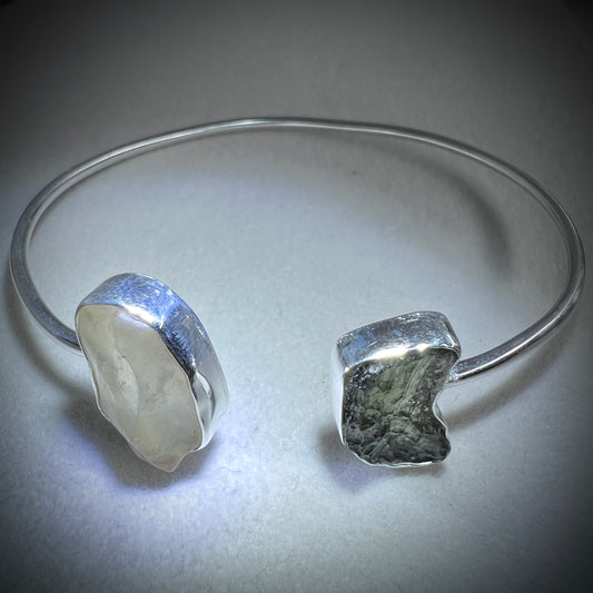 Sterling Silver Moldavite & LDG Bracelet | 1.1g | Chlum