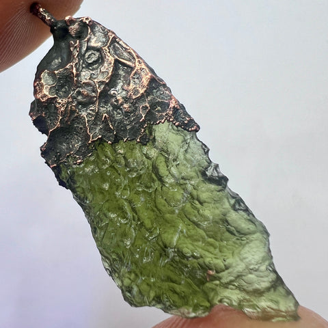 Copper Electroformed Moldavite Pendant | 4.22g | Marouskovo Pole