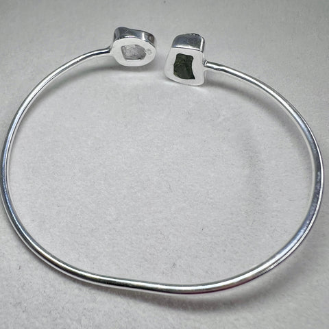 Sterling Silver Moldavite & Herkimer Bracelet | 1.2g | Chlum