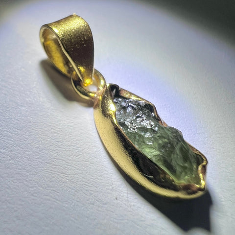 Gold Plated Moldavite Pendant | 1.54g | Chlum