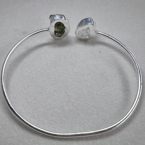 Sterling Silver Moldavite & Herkimer Bracelet | 1.3g | Chlum