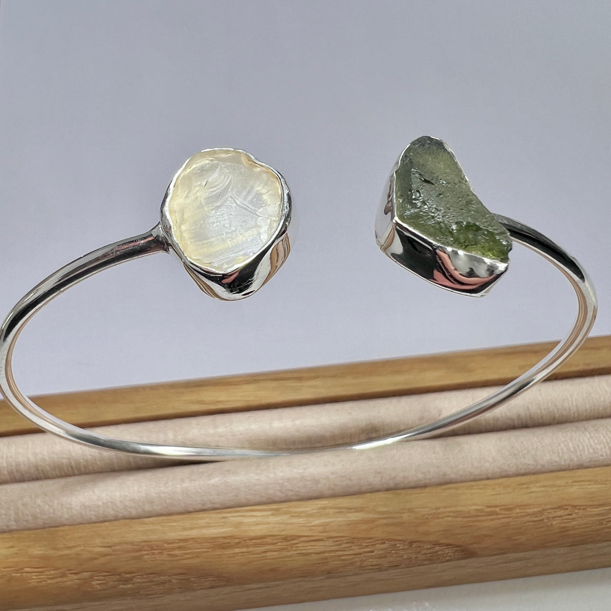 Sterling Silver Moldavite & LDG Bracelet | 1.2g | Chlum
