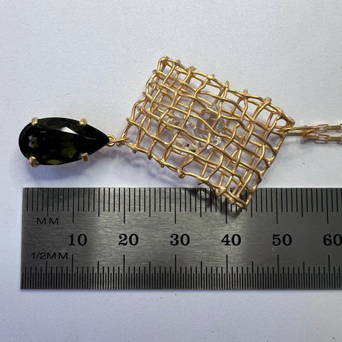 Gold Plated Sterling Silver Moldavite Necklace | 0.92g | Chlum