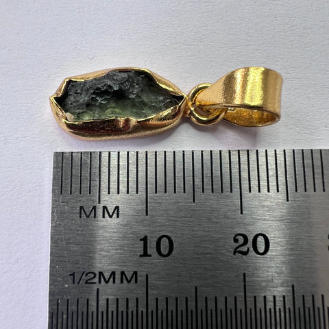 Gold Plated Moldavite Pendant | 1.54g | Chlum